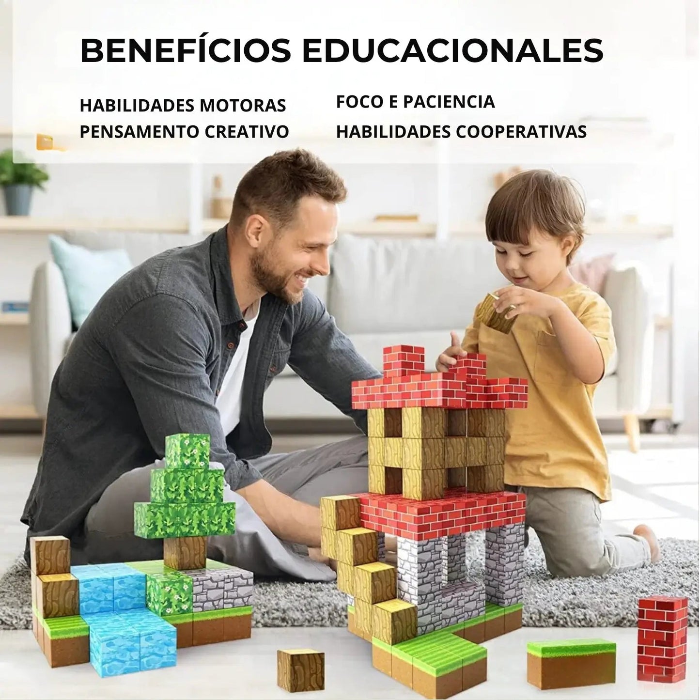 Bloques tipo Minecraft magnéticos Premium 28Piezas