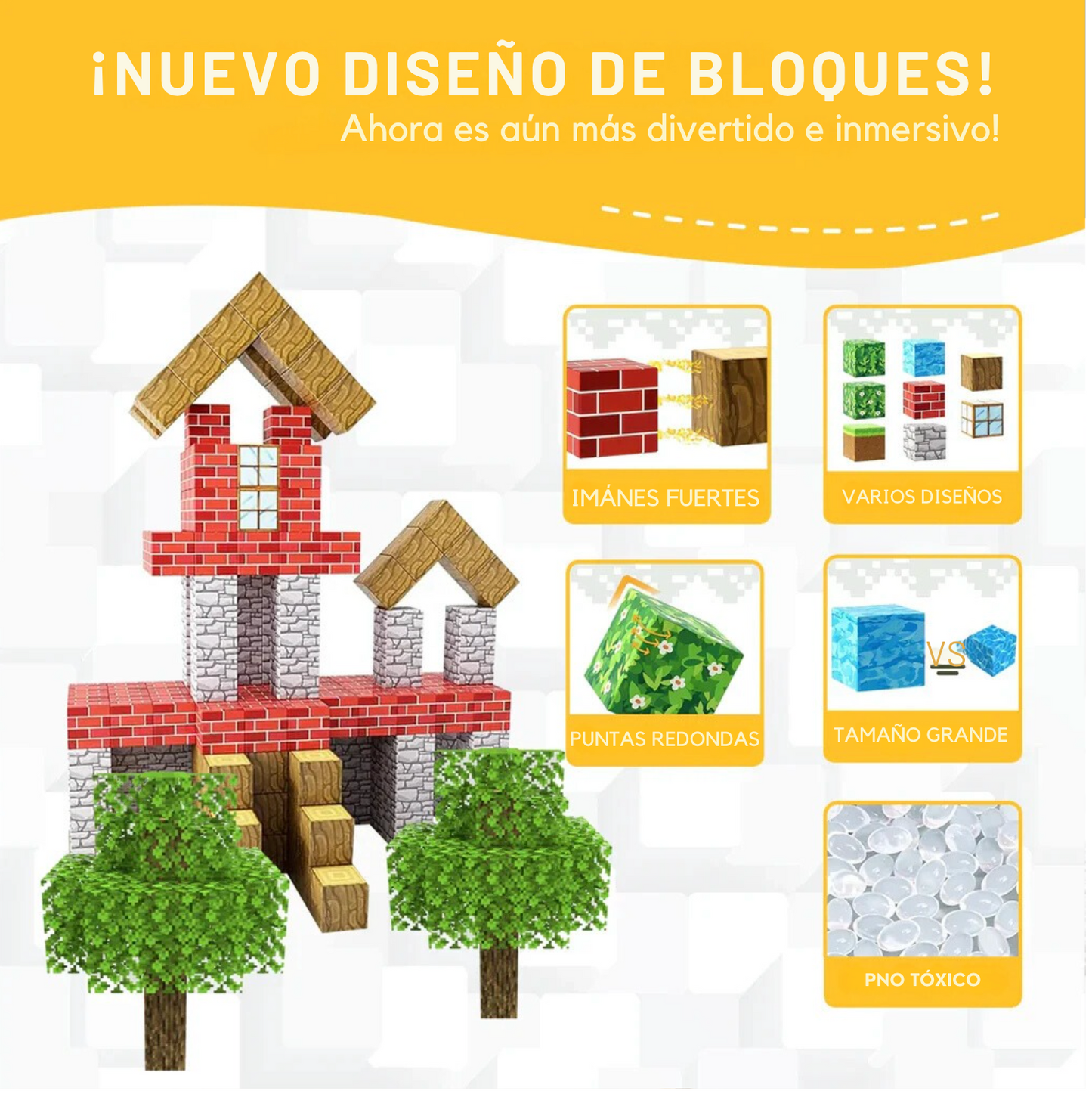 Bloques tipo Minecraft magnéticos Premium 28Piezas