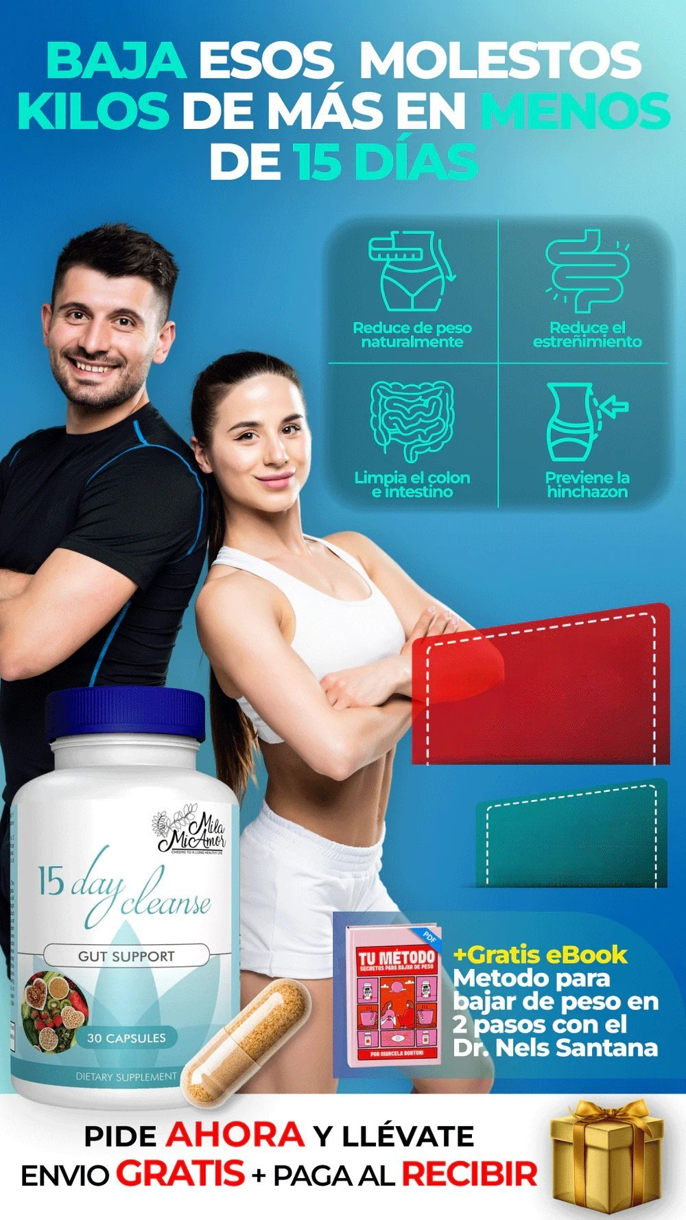Limpieza de 15 días - Apoyo para el intestino y el colon | Sin cafeína | Fórmula avanzada con sen, cáscara sagrada y cáscara de psyllium | Sin OMG | 30 cápsulas