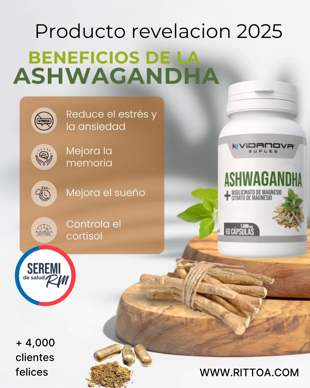 Pure Ashwagandha + Magnesio 1000mg