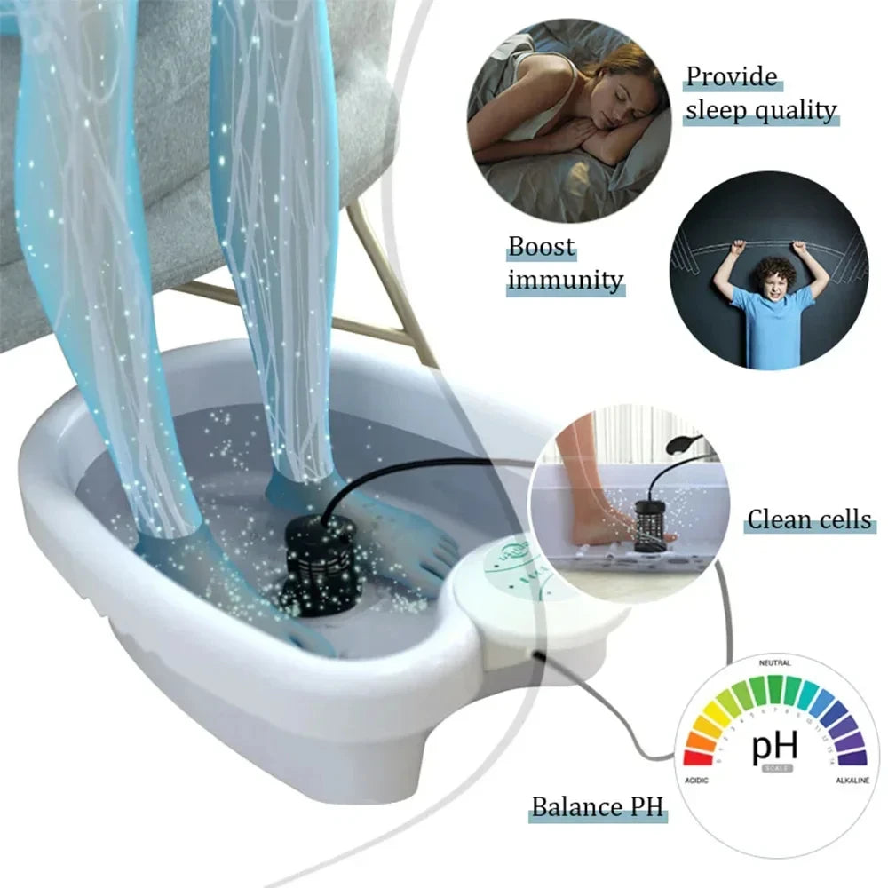 máquina de desintoxicación iónica para pies: baño vibratorio para pies para terapia de salud y bienestar