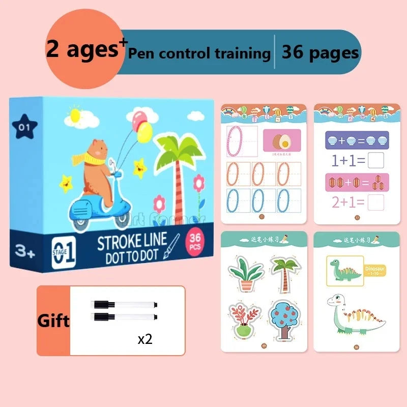 Libro de ejercicios Montessori para trazar líneas, números y patrones (2+ años) (+ REGALO )DOS MODELOS DIFERENTES SE ENVIA SEGUN STOCK DE PRODUCTO