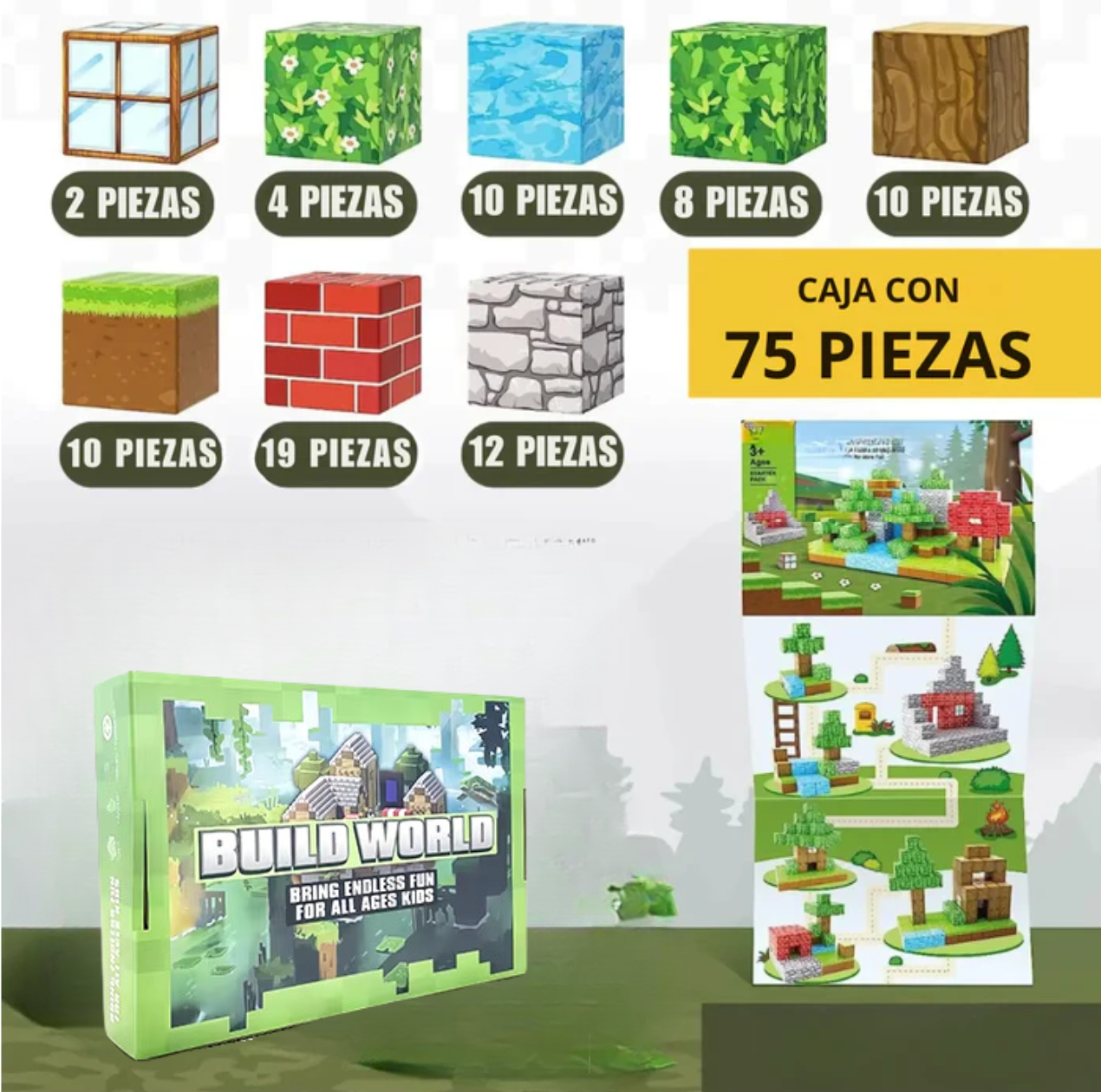 Bloques tipo Minecraft magnéticos Premium 28Piezas