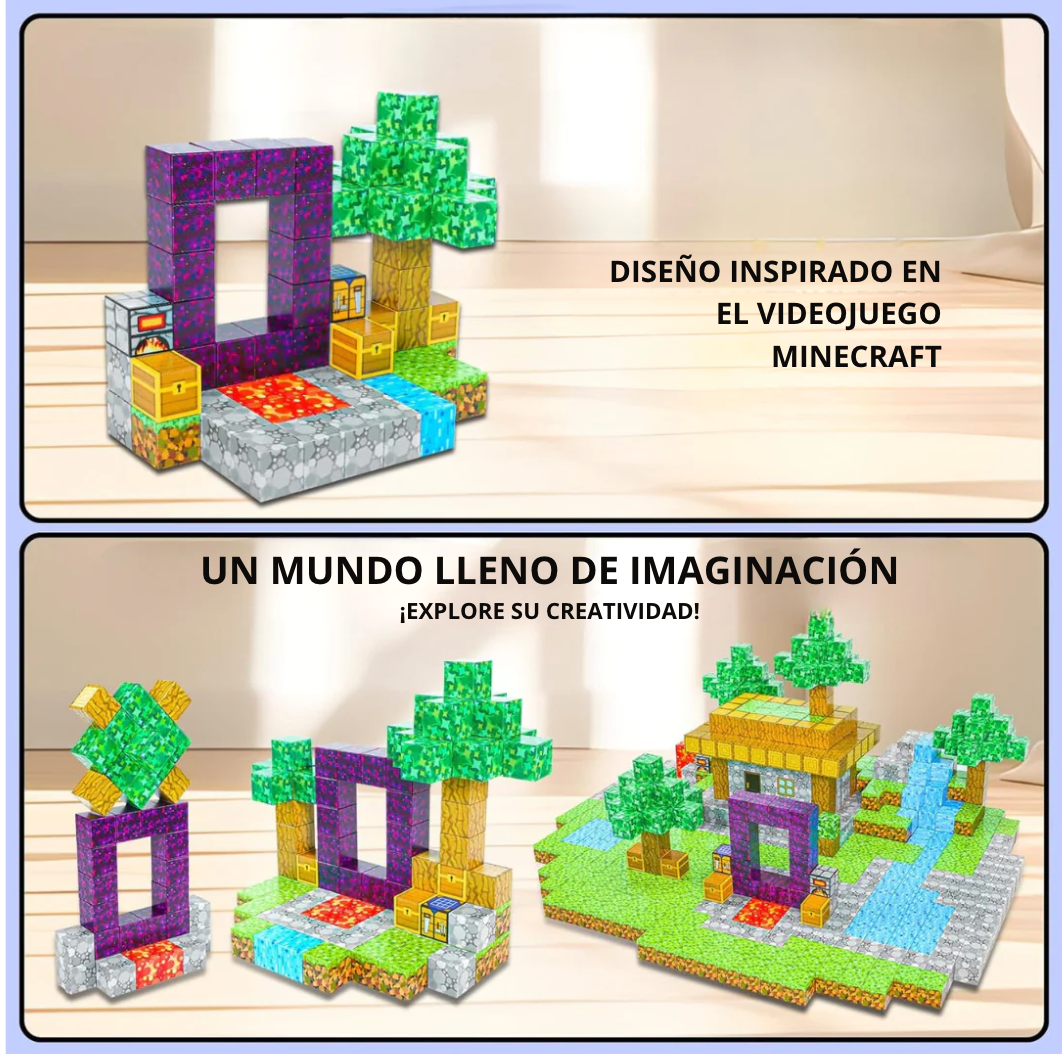 Bloques tipo Minecraft magnéticos Premium 28Piezas