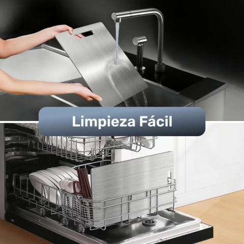 Tabla de cortar de titanio 100% puro: No más microplásticos, bacterias ni cuchillos romos